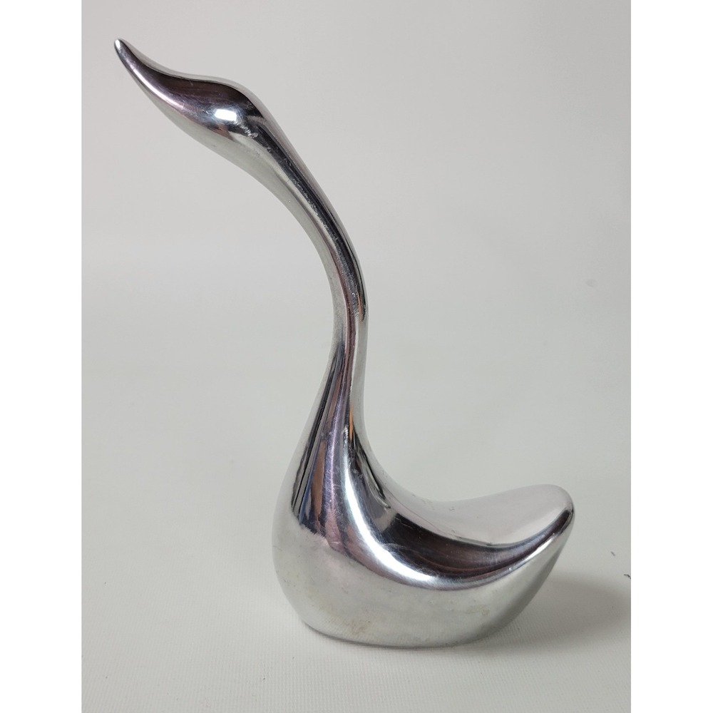 Hoselton Canada Aluminum Goose Figurine Modernist Sculpture Signed 1362 Vintage